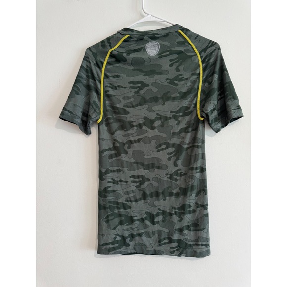 Nike Tops - Nike Pro Fit Dry Top Womens XL Green Camo Yellow Stitching Compression Shirt